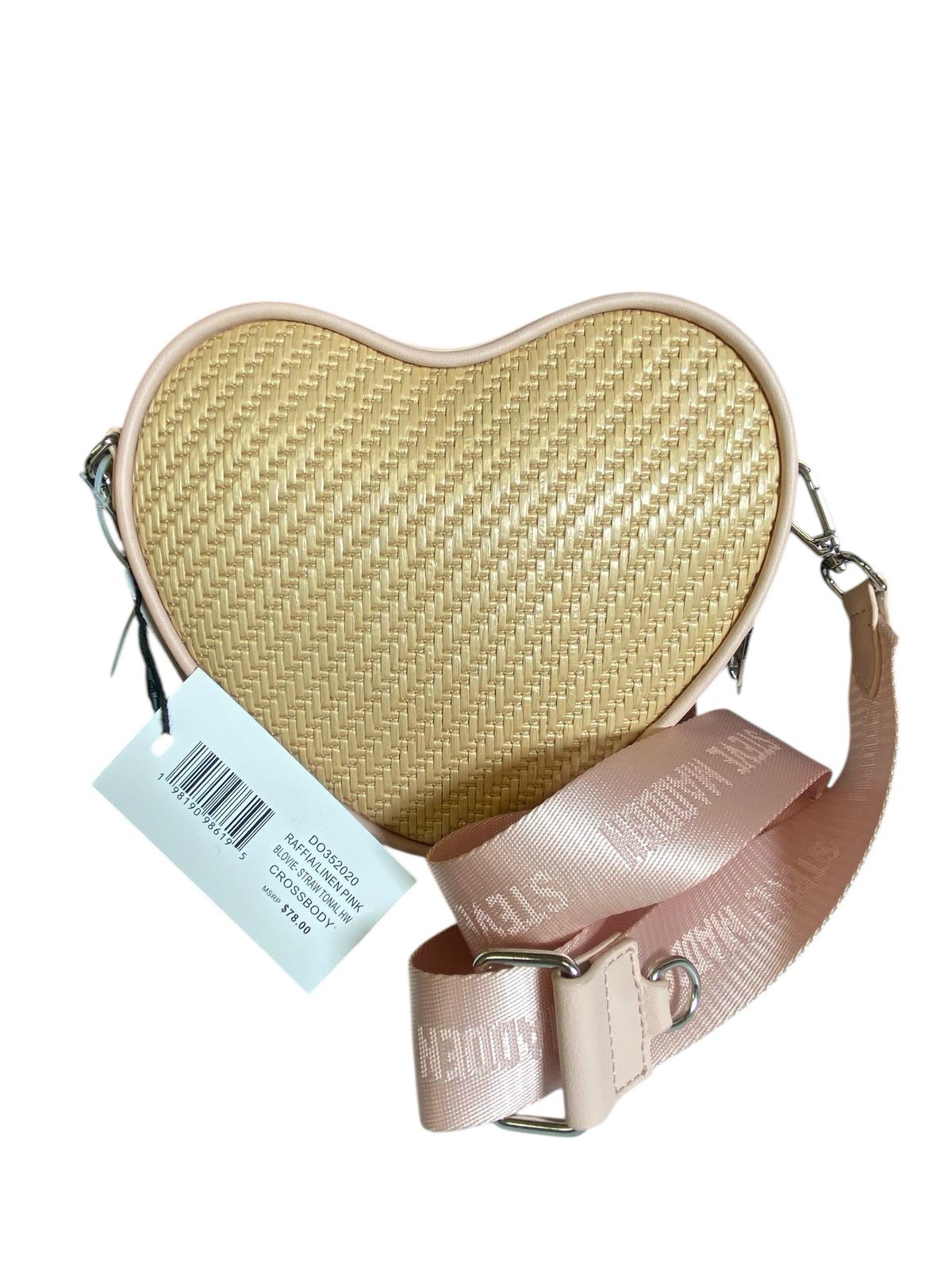 Bolsa Steve Madden Corazón Tejida - Color Beige con Correa Ajustable