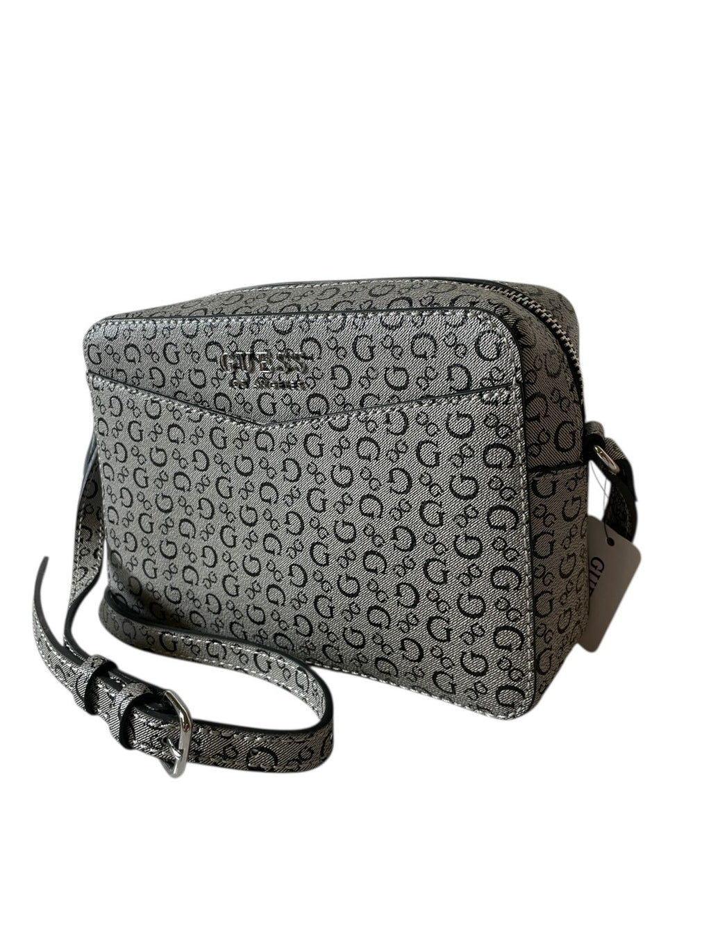 Bolsa GUESS Crossbody Gris con Monograma – Estilo y Versatilidad en Cada Paso
