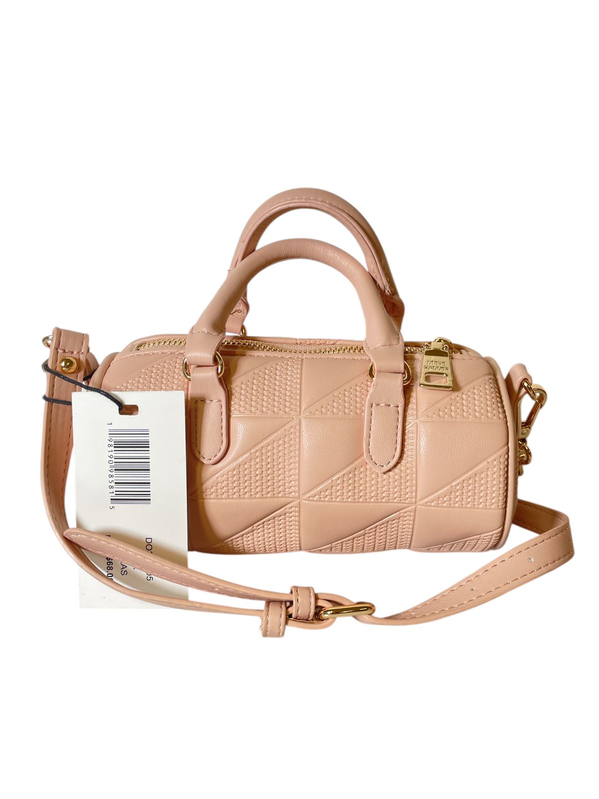 Bolsa Steve Madden Satchel Nude con Textura Geométrica - Elegancia Atemporal