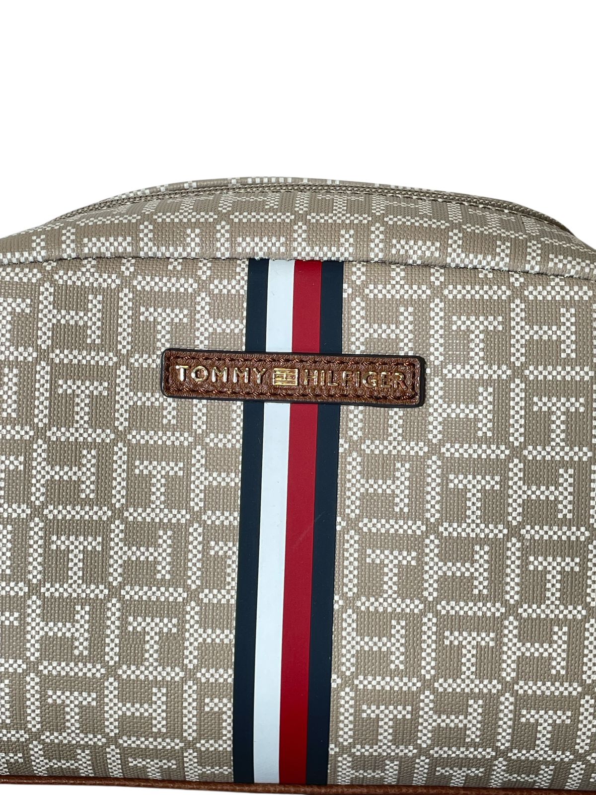 Bolso Tommy Hilfiger Signature Beige con franjas