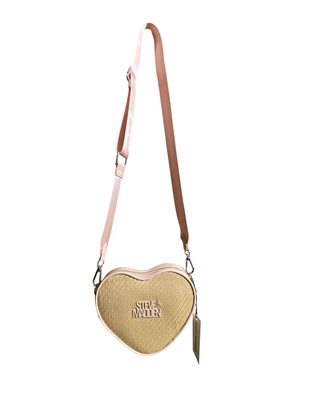 Bolsa Steve Madden Corazón Tejida - Color Beige con Correa Ajustable