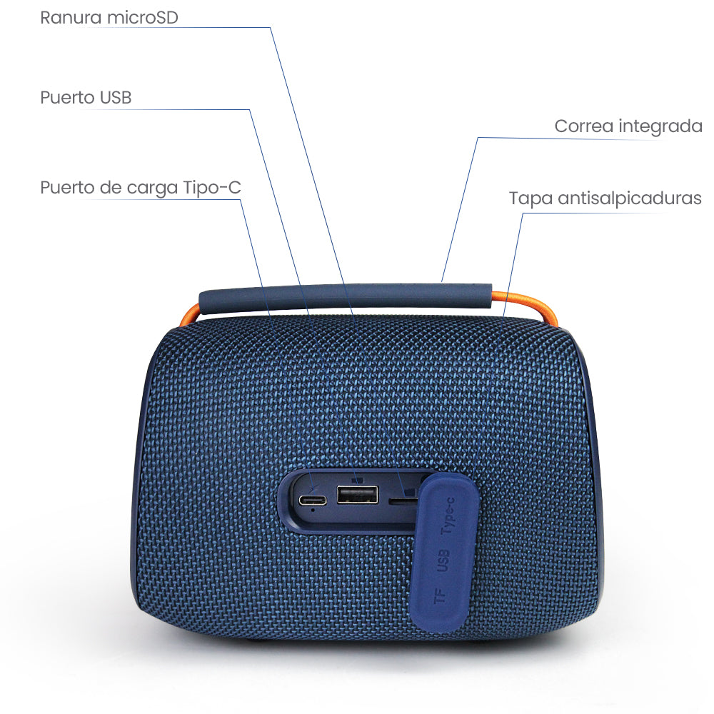 BOCINA TWS RECARGABLE CON LUZ Y CORREA INTEGRADA