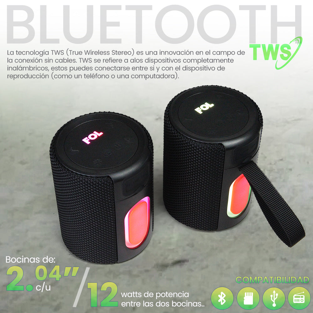 FS-S152 BOCINA TWS RECARGABLE SEPARABLE CON LUZ RGB