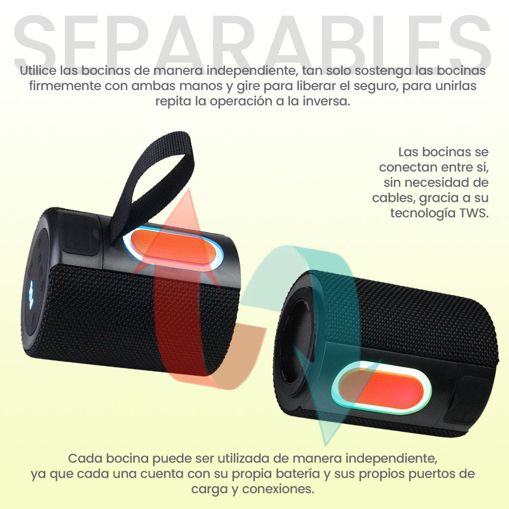 FS-S152 BOCINA TWS RECARGABLE SEPARABLE CON LUZ RGB