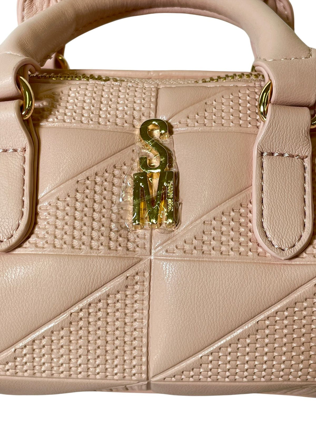 Bolsa Steve Madden Satchel Nude con Textura Geométrica - Elegancia Atemporal
