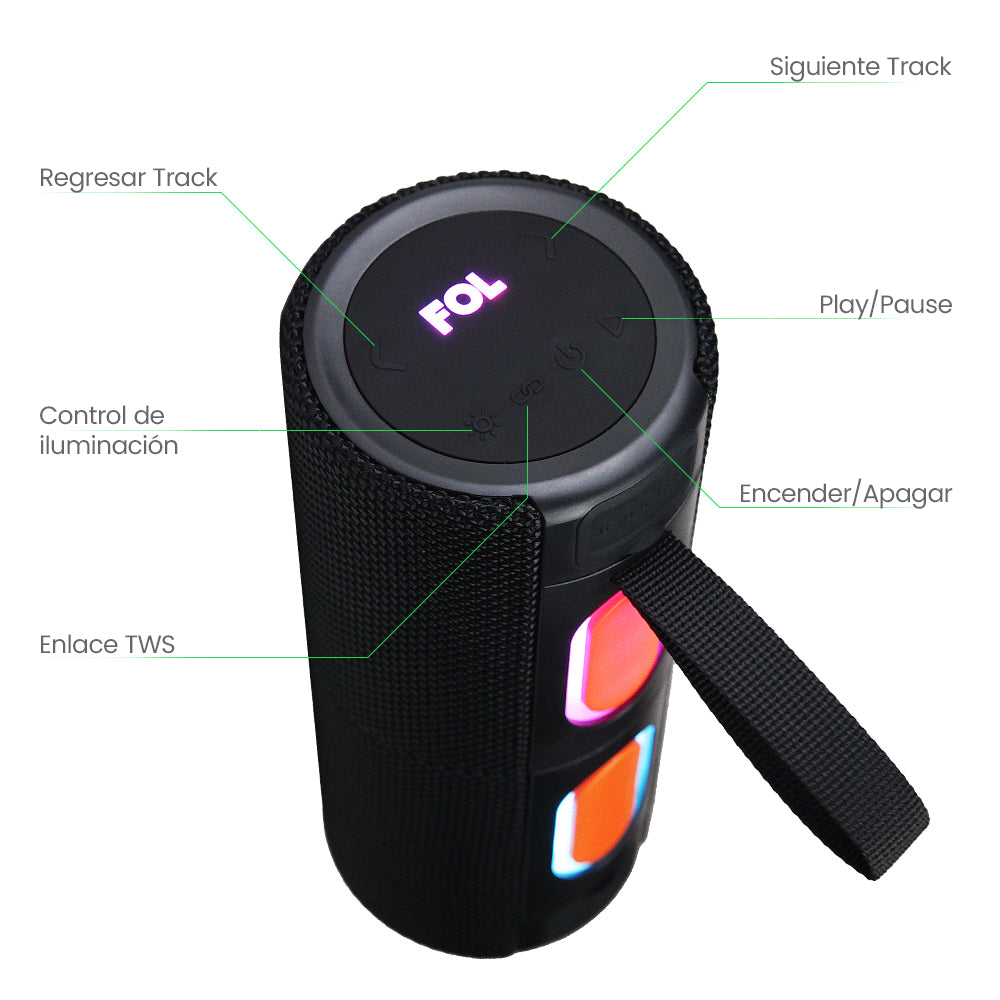 FS-S152 BOCINA TWS RECARGABLE SEPARABLE CON LUZ RGB